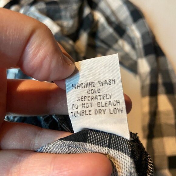 Habitat Women L Tunic Top Button Up Black White Plaid Lightweight Minimalist - Picture 6 of 9